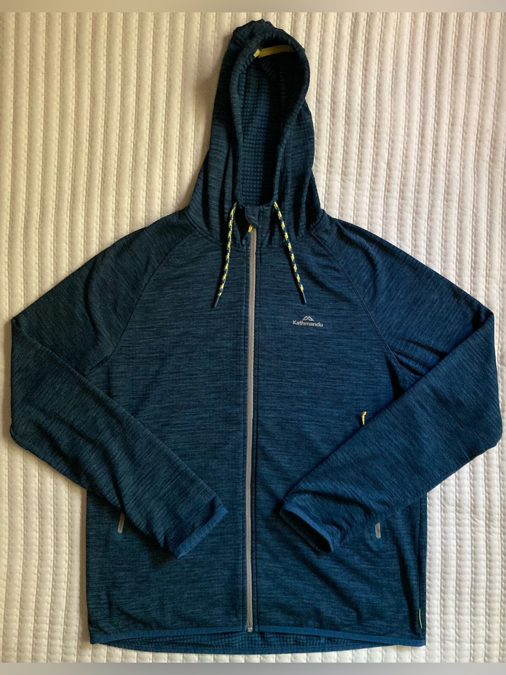Kathmandu Full Zip Hooded Jacket Men’s XL Blue Fleece Pockets Outdoors Hiking